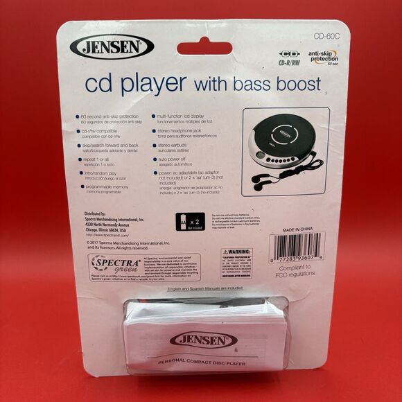 NEW IN PACKAGE Jensen CD-60C 5.7" Portable CD Player with Bass Boost + Headphone - Picture 3 of 3